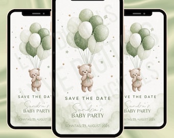 Digital Baby Shower Invitation | Personalized Save the Date Card for Baby Shower in Boho Design | Sustainable Baby Shower Invitation Card