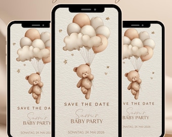 Digital Baby Shower Invitation | Personalized Save the Date Card for Baby Shower in Boho Design | Sustainable Baby Shower Invitation Card