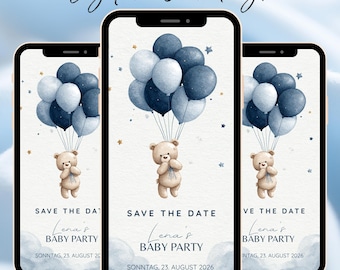Digital Baby Shower Invitation | Personalized Save the Date Card for Baby Shower in Boho Design | Sustainable Baby Shower Invitation Card
