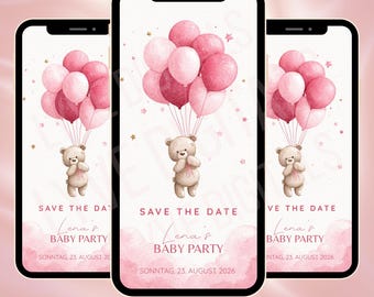 Digital Baby Shower Invitation | Personalized Save the Date Card for Baby Shower in Boho Design | Sustainable Baby Shower Invitation Card