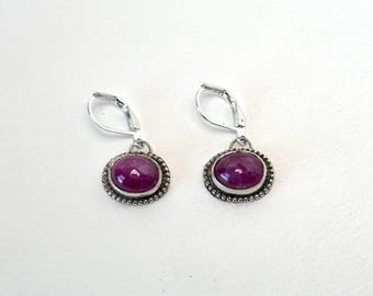 Ruby Silver Dangle Earrings