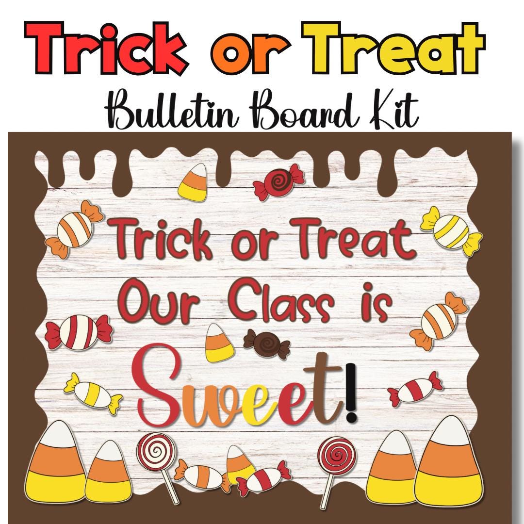 Trick or Treat Bulletin Board Kit | Candy Halloween Classroom Decor ...