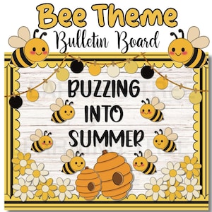 Sommer Pinnwand | Bienen Thema Ende des Jahres Klassenzimmer Dekor | Druckbare Sommer Tür Display l Printable Bulletin Board Kit