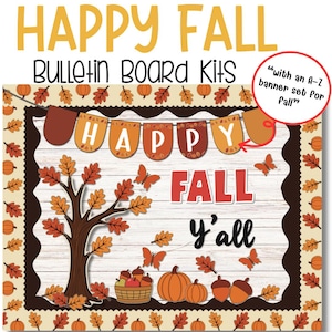 Fall Bulletin Board Kit: Classroom Decor, Printable Banner (PDF, PNG Files)