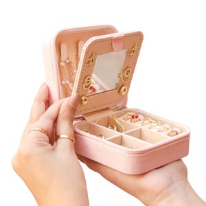 Portagioie da viaggio, portagioie personalizzato, regalo floreale per il mese di nascita, per compleanni, matrimoni, damigelle d'onore, madre, figlia, nipote e sua madre.