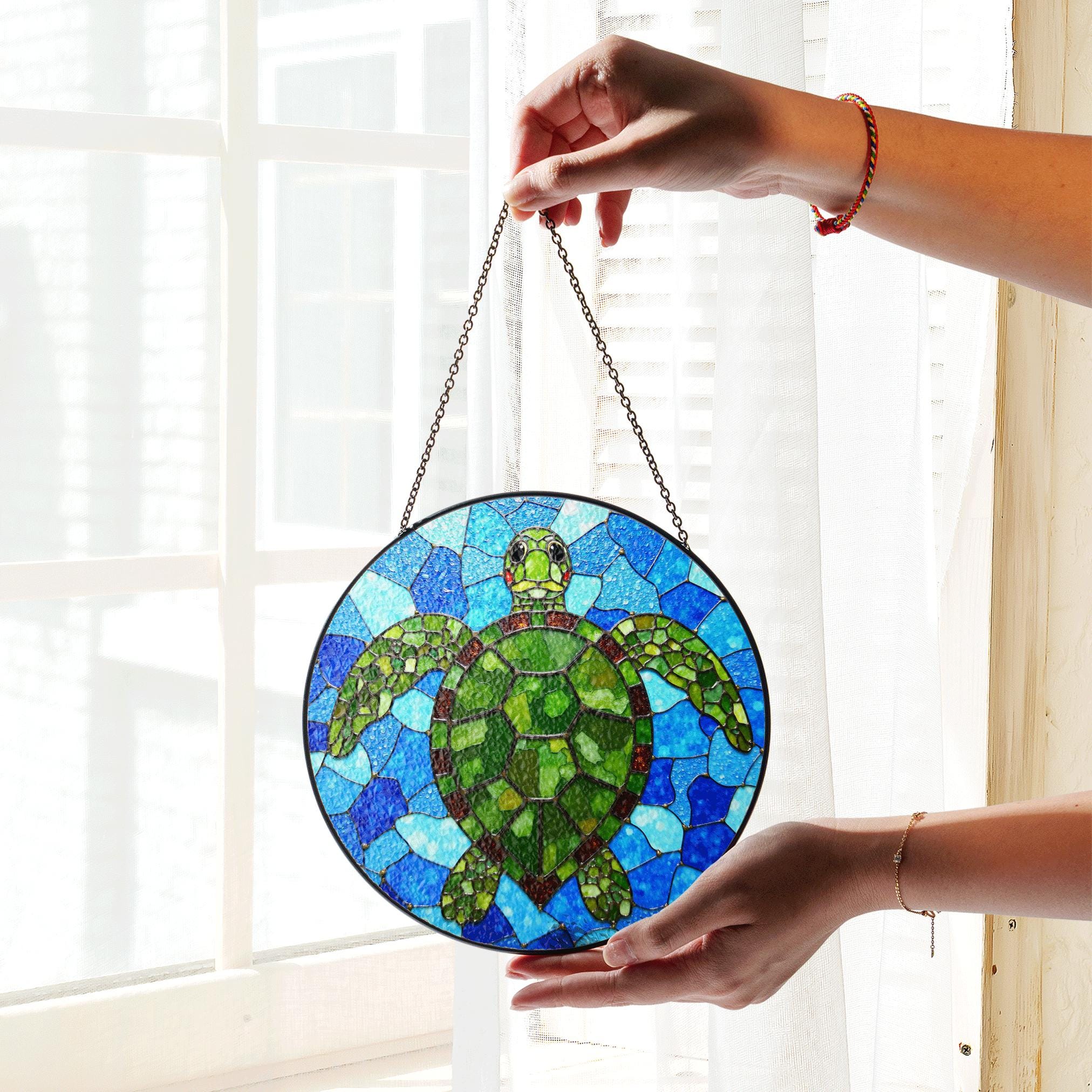 Acchiappasole Tartaruga In Stile Vetro Colorato – Suncatcher Per Finestra E Giardino Con Riflessi Arcobaleno, Regalo Per Amanti Del Mare