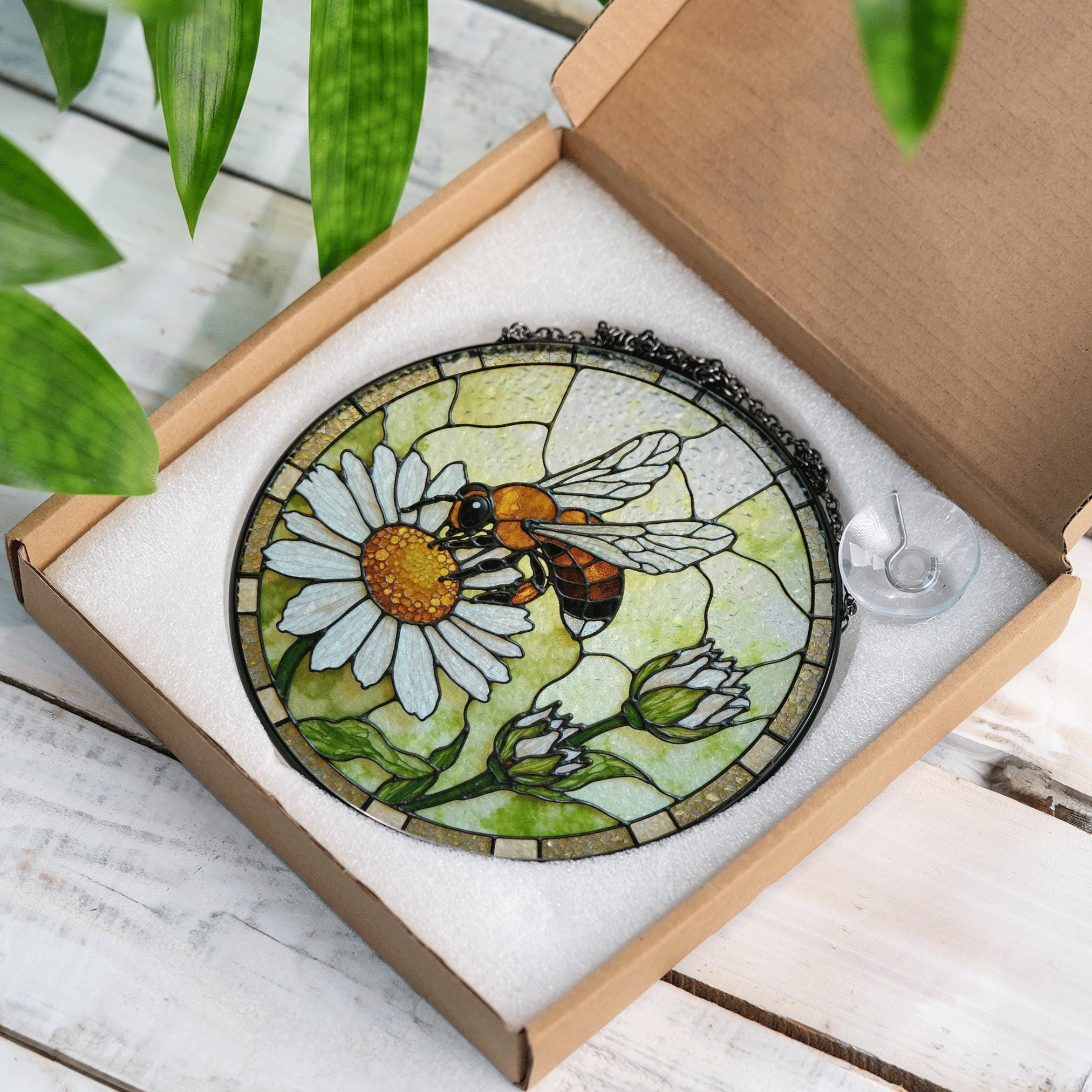 Acchiappasole A Forma Di Ape Con Effetto Vetro Colorato - Decorazione Da Finestra Fai Da Te