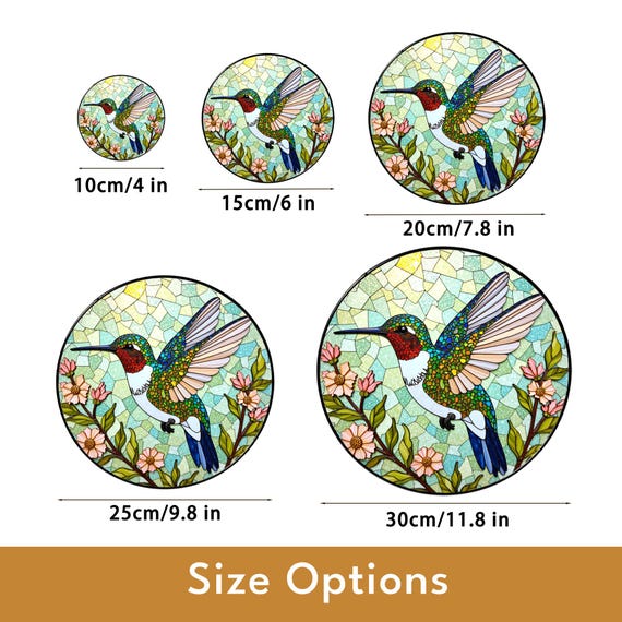 BOXCASA Acchiappasole In Vetro Colorato Con Colibrì, Decorazione Per Finestra, 15,2x12,7 Cm, Regalo Per Amanti Uccelli - 4
