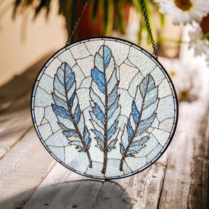 Stained Glass Feather Suncatcher Nature Inspired Gift for Home Decor and Plant Lovers