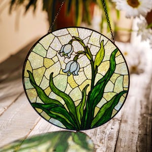 Maiglöckchen Suncatcher Glasmalerei Fensterdeko Geschenk für Mama Geburtstag oder Einweihungsparty
