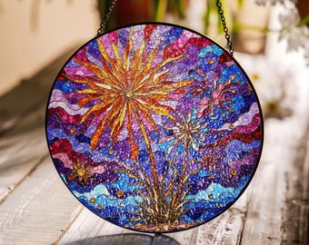 Cadeau de décoration d'intérieur en vitrail attrape-soleil coloré pour elle