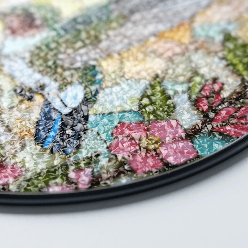 BOXCASA Acchiappasole In Vetro Colorato: Decorazione Floreale Con Colibrì Da Appendere Alla Finestra. Regalo Originale Per Gli Amanti Degli Uccelli E Della Natura (Rosa)