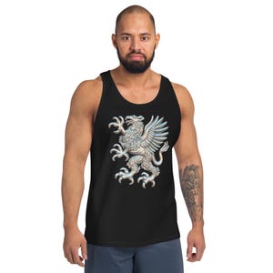Men&#39;s Medieval Griffin Tank Top Heraldic Warrior Knight Coat of Arms 3D Design, Strength Shirt, Classic Soft Summer Sleeveless Tee Merch