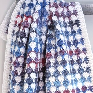 Modern Crochet Blanket Pattern - Crochet Baby Blanket  - Easy Shell Stitch Crochet Throw with Ribbed Border