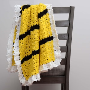 Bee Crochet Blanket Pattern - Easy Crochet Baby Blanket Pattern - Bee Happy Crochet Throw - Crochet Afghan PDF Pattern