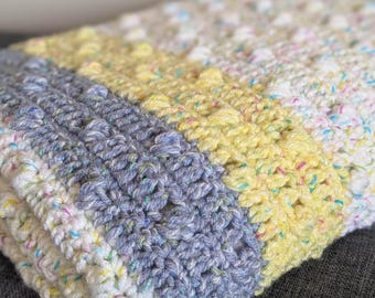 Puff Stitch Crochet Blanket Pattern - Beginner Crochet Baby Blanket Pattern - Textured Crochet Throw