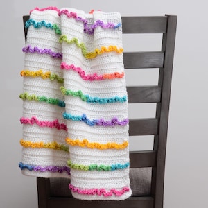 Crochet Baby Blanket Pattern - Beginner Crochet Blanket Pattern - Modern Textured Rainbow Crochet Throw Pattern