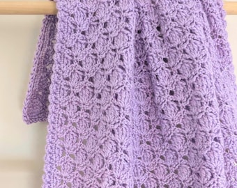 Schema per coperta all'uncinetto con petali e pizzo - Coperta all'uncinetto con punto conchiglia adatta ai principianti - Schema per coperta all'uncinetto facile