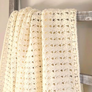 Crochet Baby Blanket Pattern - Beginner Shell Stitch Crochet Afghan - Modern Crochet Throw Pattern - One Skein Crochet Blanket PDF Pattern