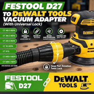 Festool Cleantech D27 vacuum hose adapter, to DeWalt Airlock Hose Fitting with Twist Lock