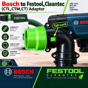 Adaptateur pour aspirateur Bosch vers Festool Cleantech D27 (CTL, CTM, CT)
