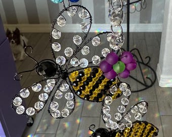 Bumblebee, Suncatcher, Boho Sun Catcher, Crystals, Garden Decor, Suncatchers, Gift, Rainbow Maker, Crystals
