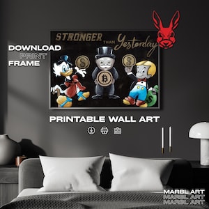 Printable Scrooge McDuck Wall Art | Crypto Canvas Painting | Bitcoin Art Poster | Money Hustle Digital Art | Retro Cartoon Rich Life Decor