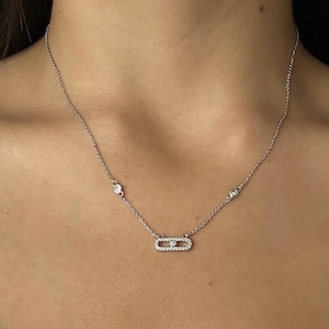 Silver Danity Pendant Necklace Chain Gold Plated Diamonds Necklace Luxury Jewelry Gift for Her Perfect Valentine’s Day Gift