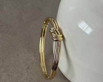 Gold Knot Bangle Bracelet, Dainty Elegant Jewelry