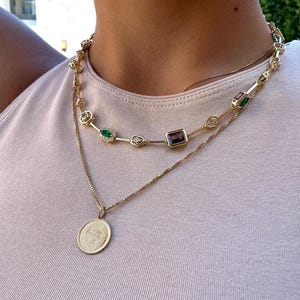 Gold Plated Multicolor Cubic Zirconia Necklace: Elegant Gemstone Jewelry