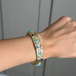 Gold Evil Eye Cuff Bracelet: Adjustable Boho Bangle