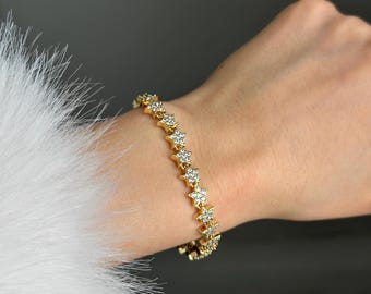 Gold Star Bracelet: Zircon Sparkle, Celestial Jewelry Gift