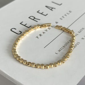 Dainty Gold Chain Bracelet with Zircon Stones, Minimalist Everyday Jewelry image 6