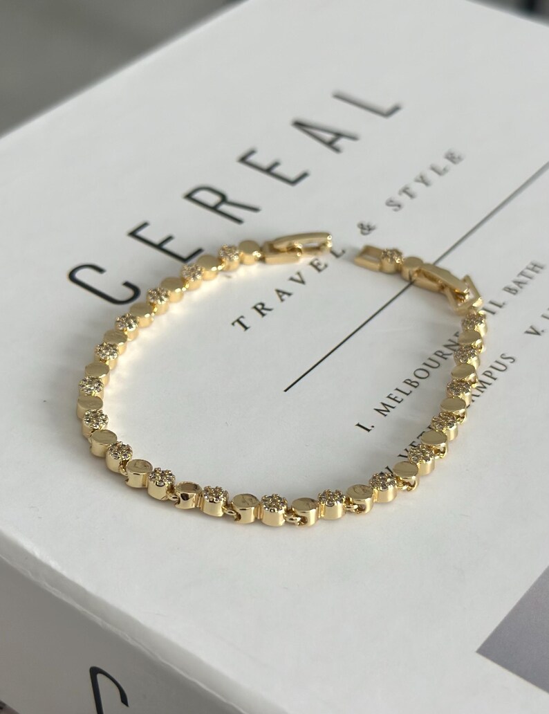 Dainty Gold Chain Bracelet with Zircon Stones, Minimalist Everyday Jewelry image 6