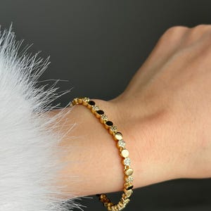 Dainty Gold Chain Bracelet with Zircon Stones, Minimalist Everyday Jewelry image 8