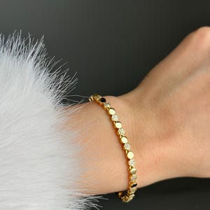 Dainty Gold Chain Bracelet with Zircon Stones, Minimalist Everyday Jewelry image 10