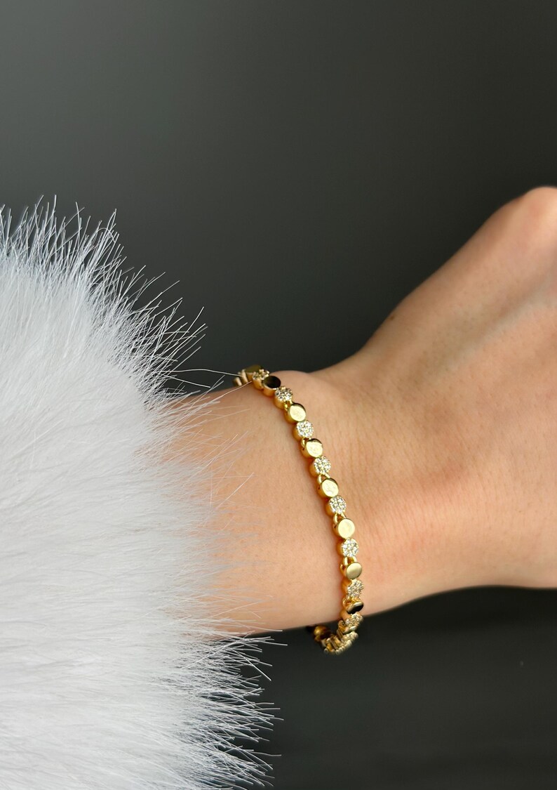 Dainty Gold Chain Bracelet with Zircon Stones, Minimalist Everyday Jewelry image 10