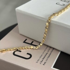 Dainty Gold Chain Bracelet with Zircon Stones, Minimalist Everyday Jewelry image 3