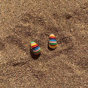 Rainbow Enamel Hoop Earrings: Gold Plated Huggie Hoops, Boho Jewelry