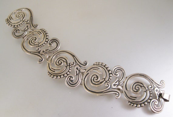 Vintage AMPARO Signed Mexican Scroll Sterling Sil… - image 4