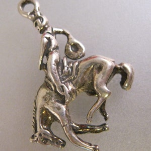 Vintage Western Cowboy Bucking Bronco Rodeo Sterling Silver 3D Charm Vintage Jewelry Vintage Charm Gifts for Her Gifts for Cowgirl