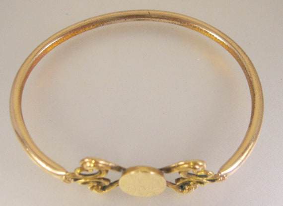 Antique Art Nouveau Two Toned Gold-Filled Bangle … - image 3