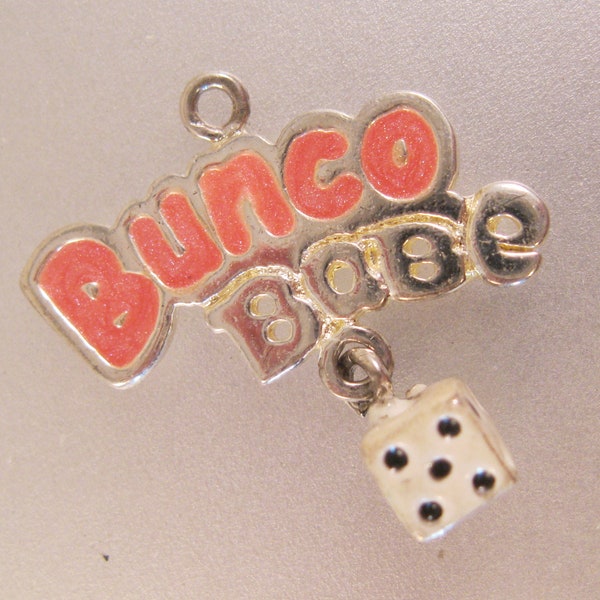 Vintage Bunco Babe Dice Sterling Silver Enamel Charm Collectible Charm Dice Charm Gifts for Her Gifts for Bunco Gifts for Women