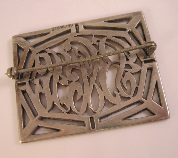 Art Deco Marcasite Sterling Silver Monogram Brooc… - image 5