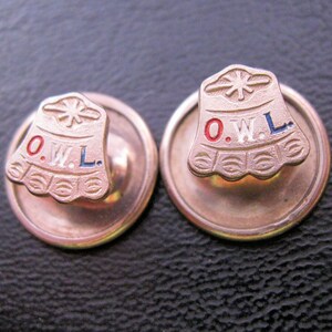 Può includere: Due gemelli dorati con un design a forma di campana. Ogni gemello presenta una stella bianca e le lettere "O.W.L." in rosso, bianco e blu.