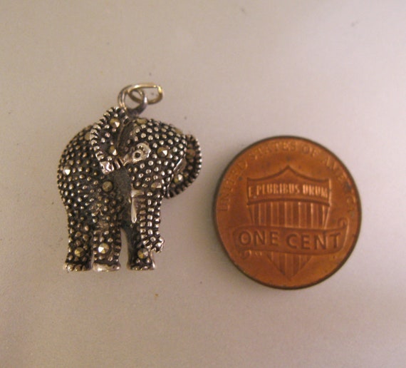 Vintage Art Deco Style Elephant Marcasite Sterlin… - image 3