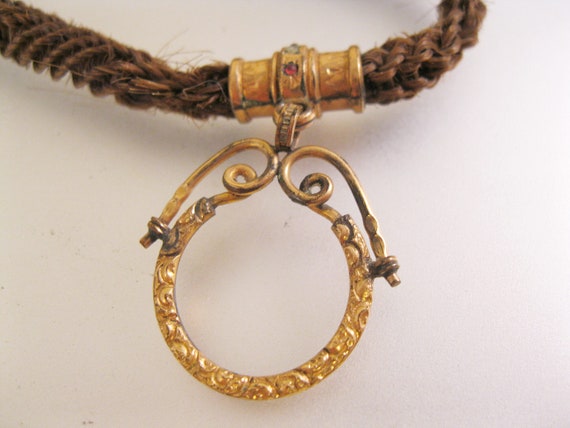 Antique Victorian Braided Hair Pocket Watch Chain… - image 2