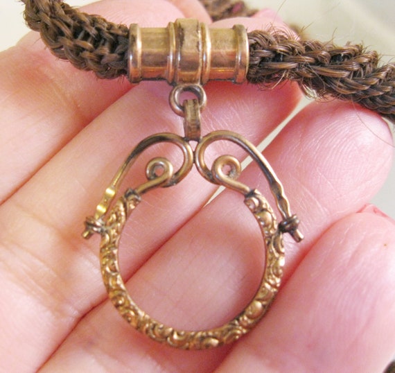 Antique Victorian Braided Hair Pocket Watch Chain… - image 5