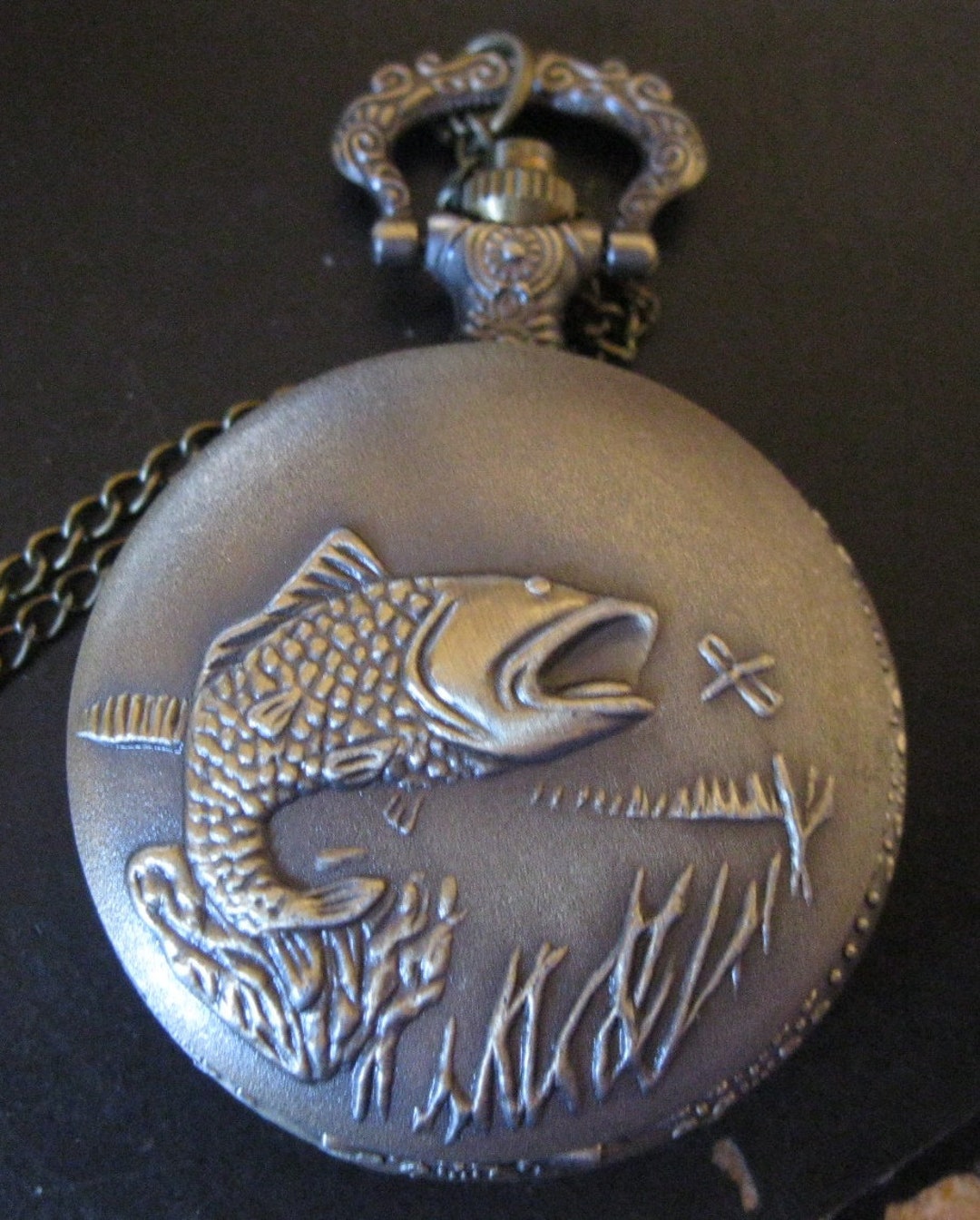 FISH FISHING Pocket Watch With Your Choice of Chain Vintage Etsy