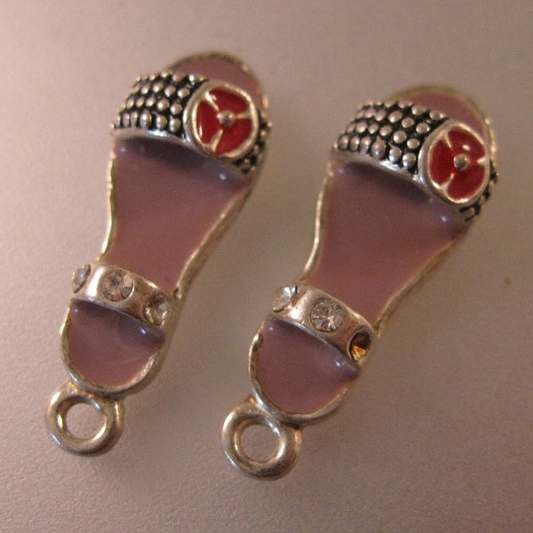 Vintage Pink Sandal Rhinestone Charm Lot of 2 Pieces Vintage Charms Sandal Charms Craft Charms for Crafts Gift for Her Gift for Girl